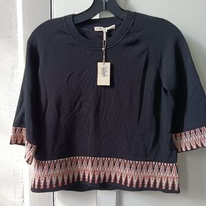 Maje knit box top. Size 2. Black with ornament
